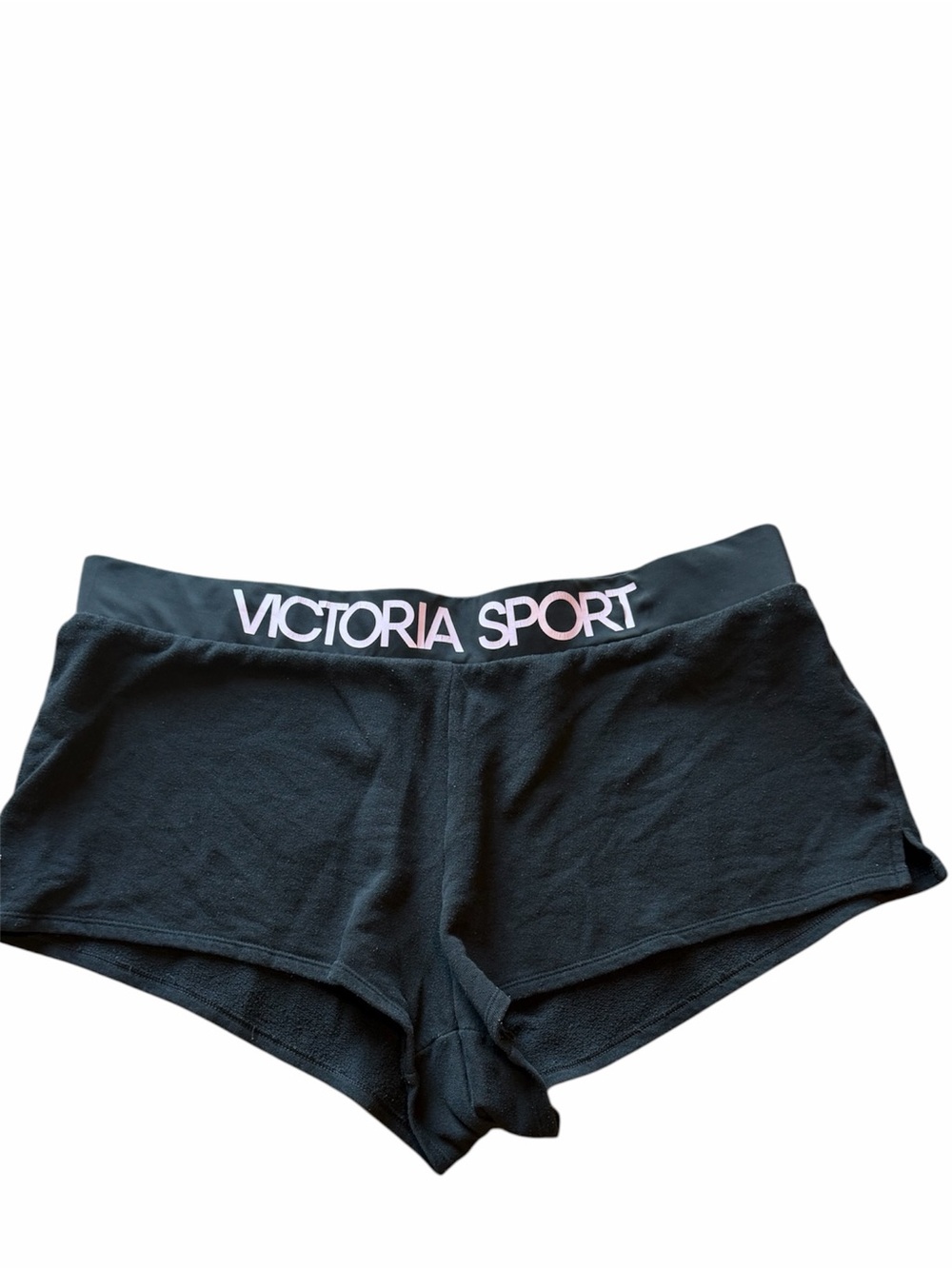 Victoria Sport Black Athletic Shorts with Pink Logo